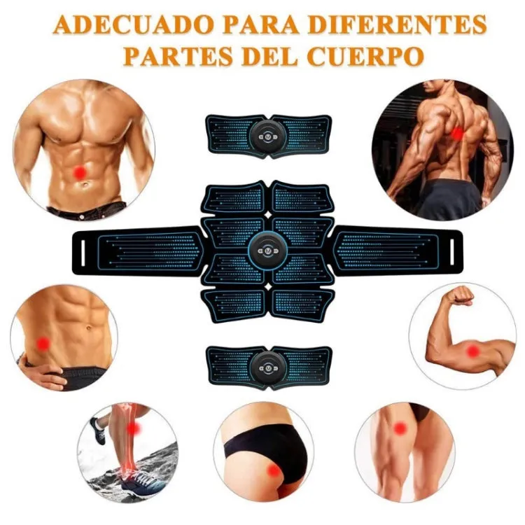 1082 EMS Muscle Training Abdominal Muscle Stimulator Home Fitness Belt(8 Pieces Blue Human Word Belt)