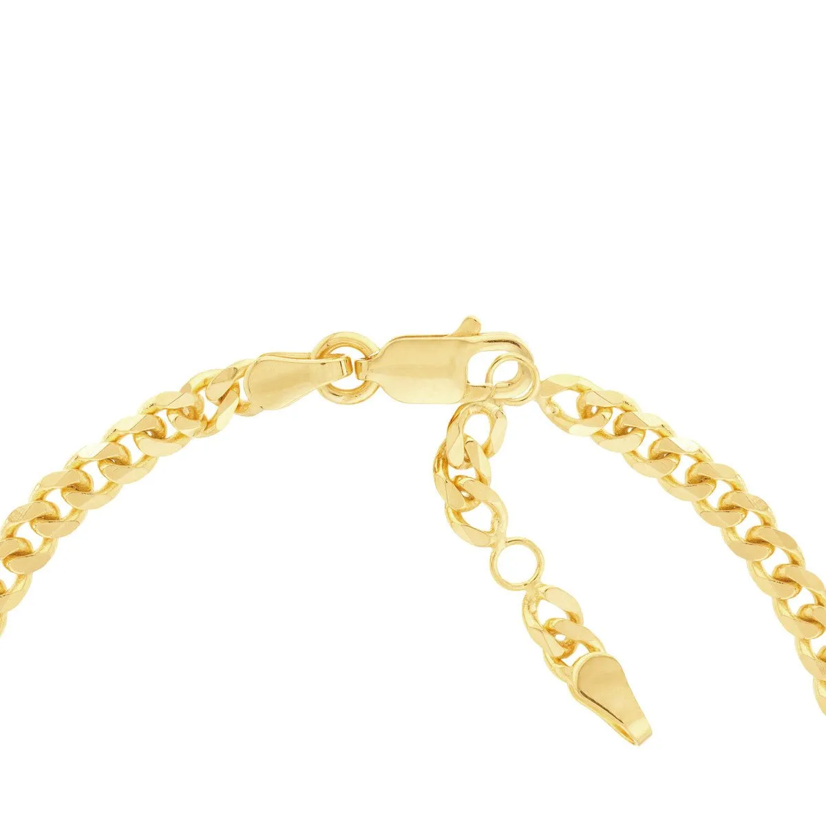 14K Yellow Gold Cross Dangles Curb Chain Adj. Bracelet