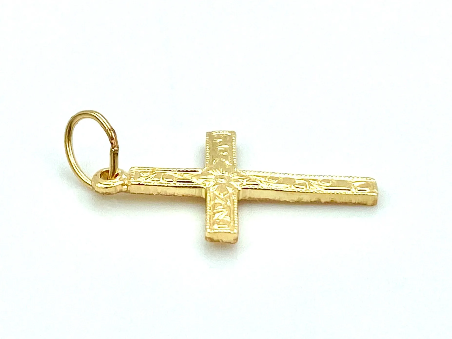 14KGF Cross Charm , Sku#1673-C