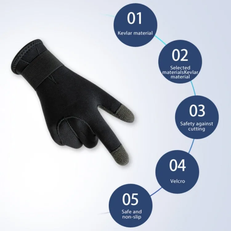 1pair 3mm Diving Gloves Swimming Fish Catching Non-slip Anti-stab Gloves For Adult, Size: M