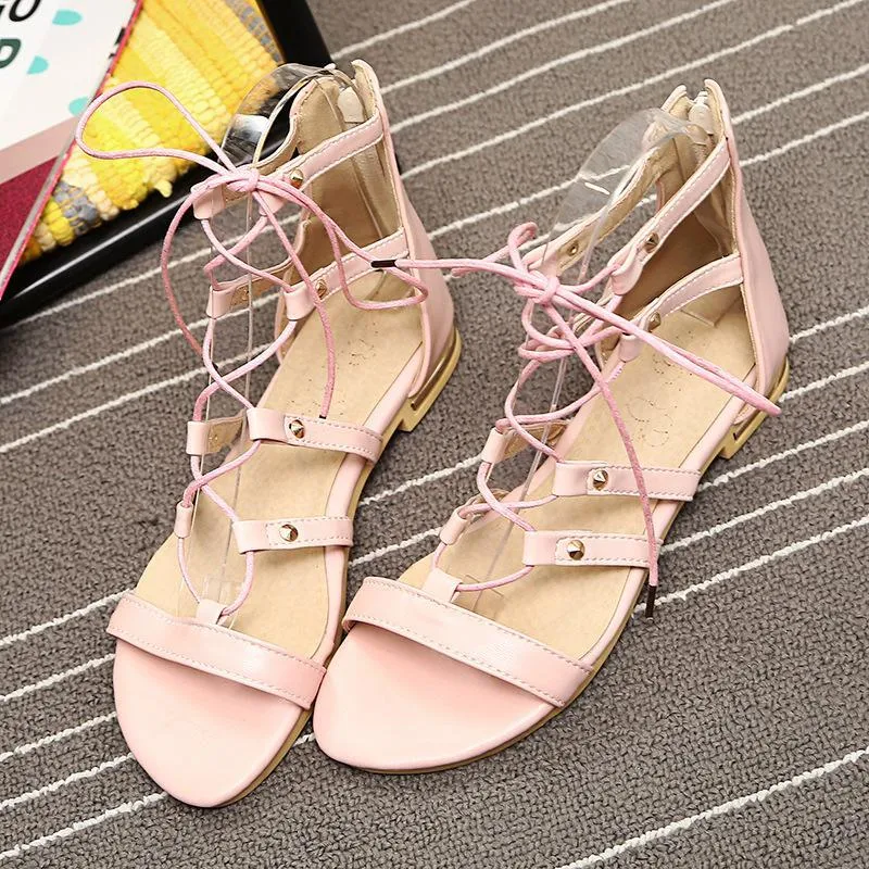 2018 Summer Open Toe Cross Strap Flat Sandals