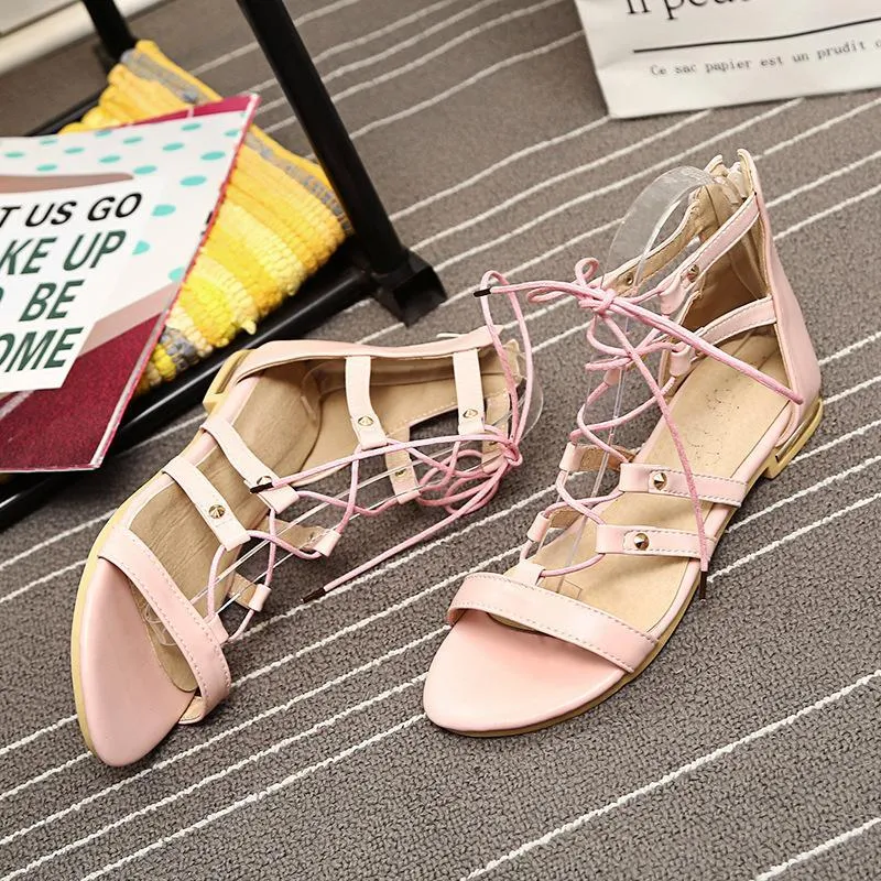 2018 Summer Open Toe Cross Strap Flat Sandals