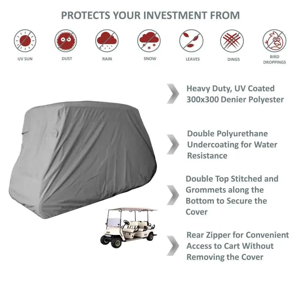 6 Passenger Golf Cart Storage Cover Grey