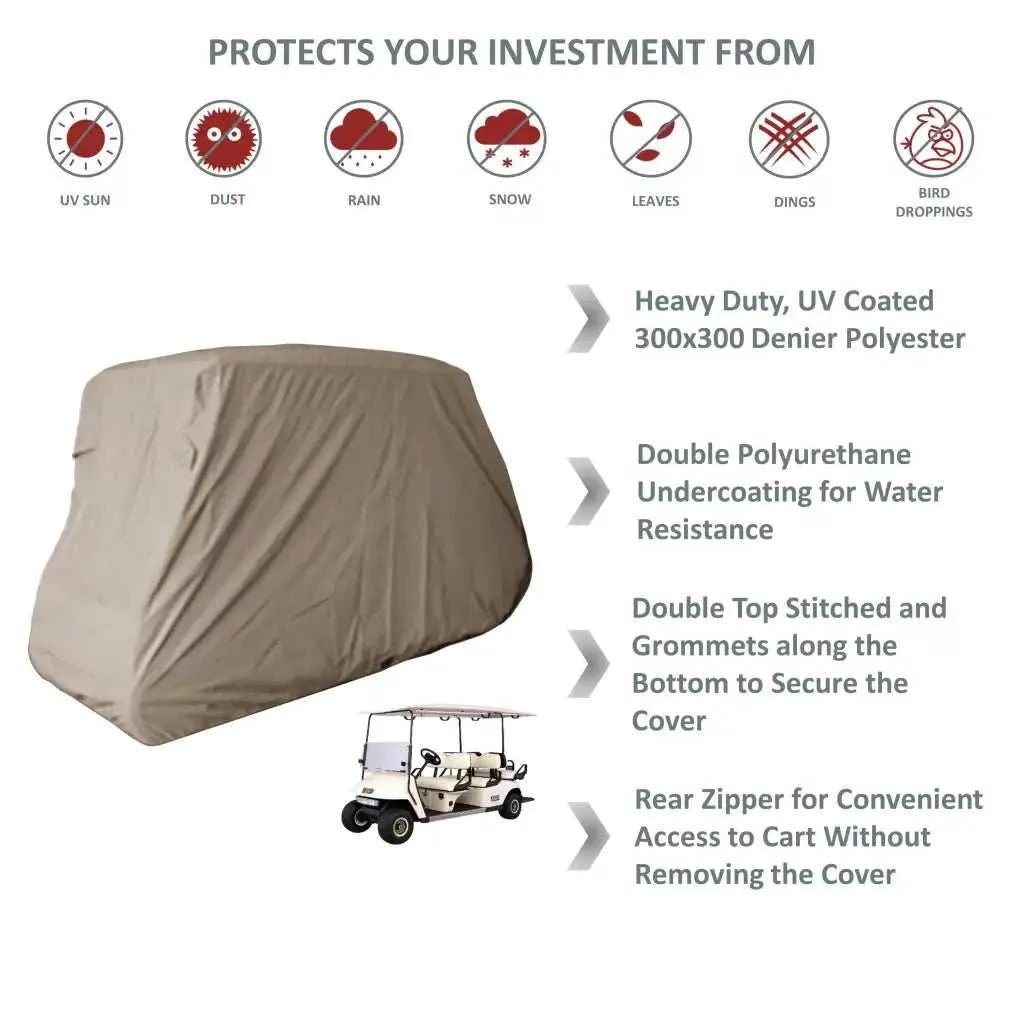 6 Passenger Golf Cart Storage Cover Taupe