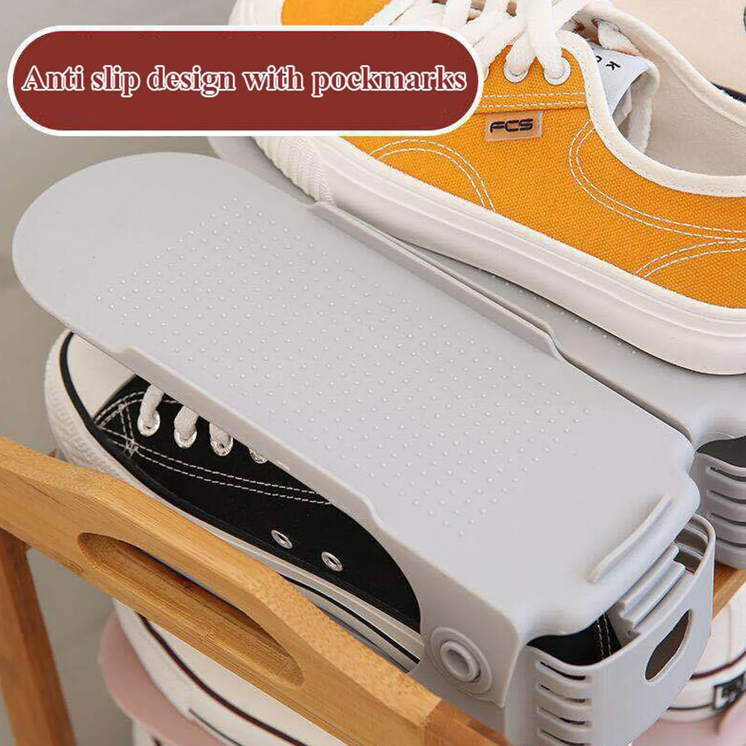 7277 ADJUSTABLE FOLDING SHOE SLOTS ORGANIZER.