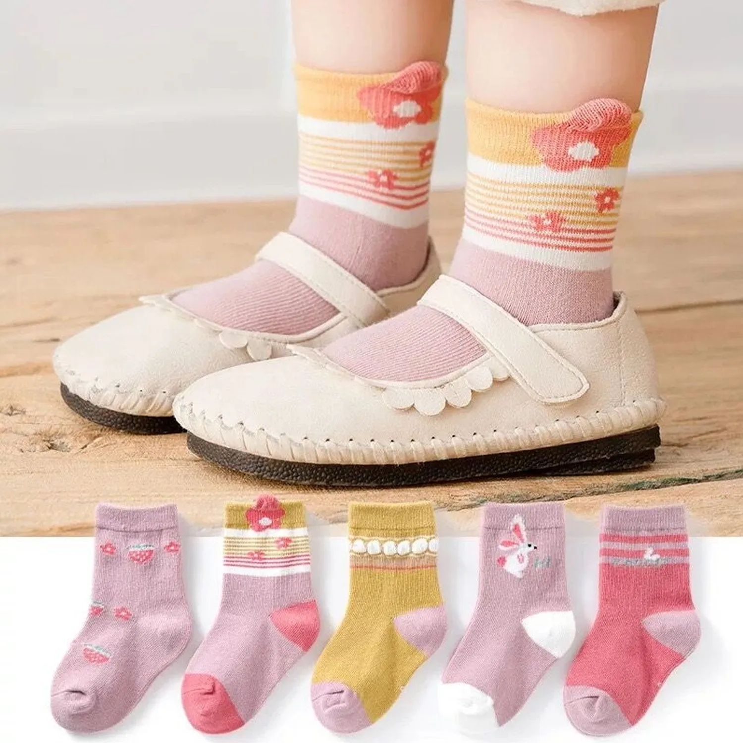 7303 Socks Breathable Thickened Classic Simple Soft Skin Friendly For Kids