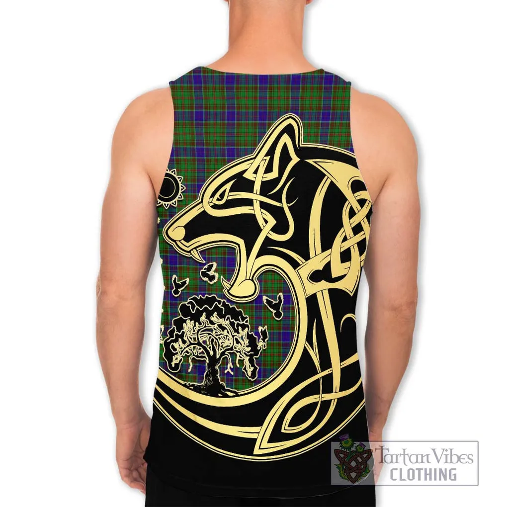 Adam Tartan Men's Tank Top with Family Crest Celtic Wolf Style