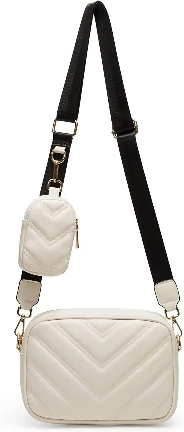 ADISA Women's Girls Cross Body Sling Bag with Pouch (SL5127_Off White)