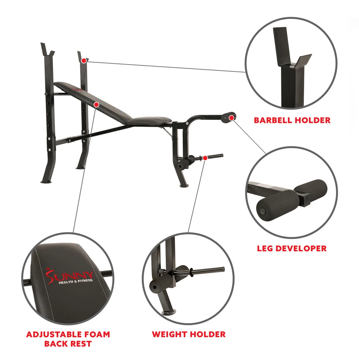 Adjustable Weight Bench - Flat/Incline/Decline Leg Developer Bench