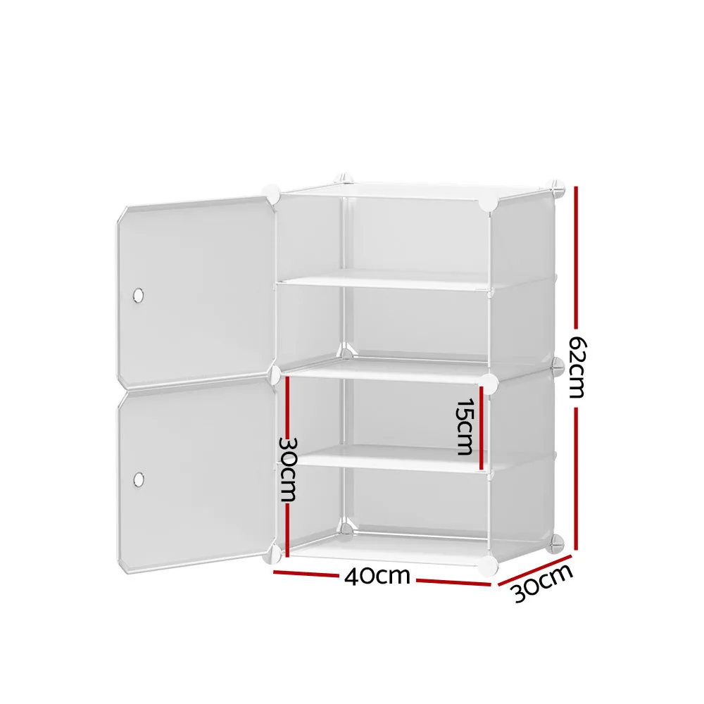 Artiss Shoe Cabinet DIY Shoe Box White Storage Cube Portable Organiser Stand