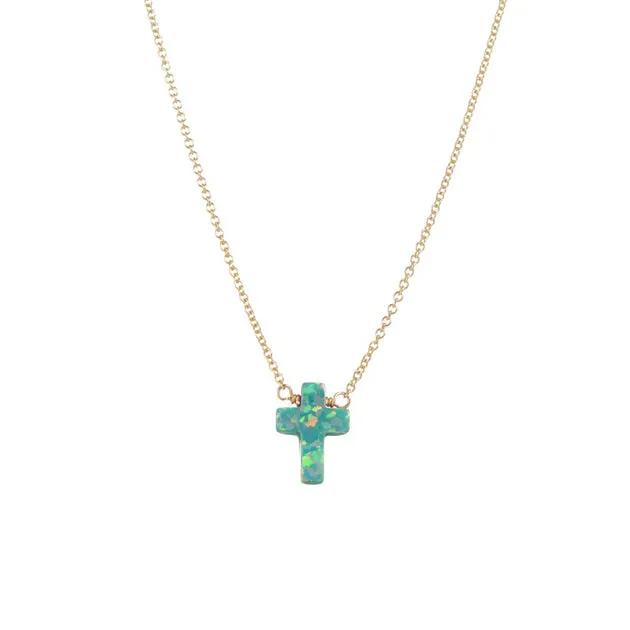 bara boheme | Large "Cross" Opal Necklace