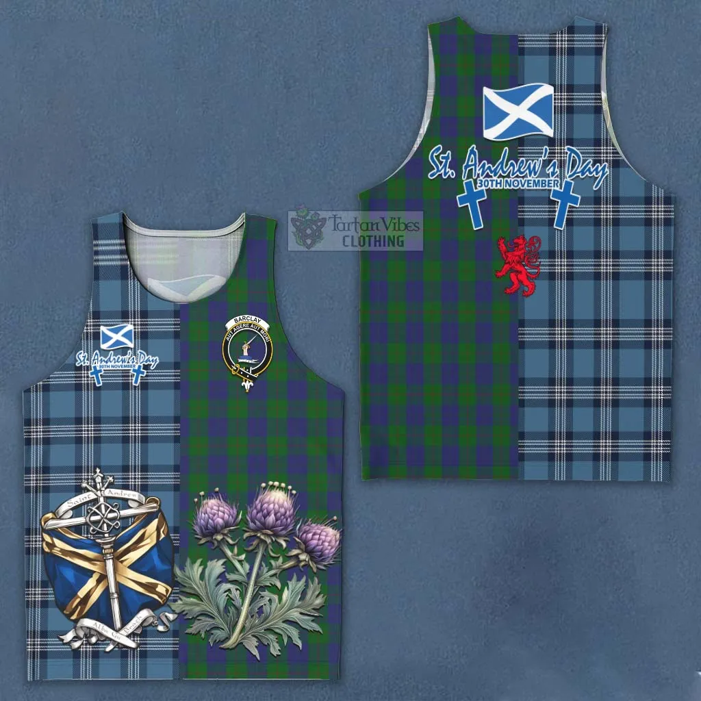 Barclay Tartan Men's Tank Top Happy St. Andrew's Day Half Tartan Style