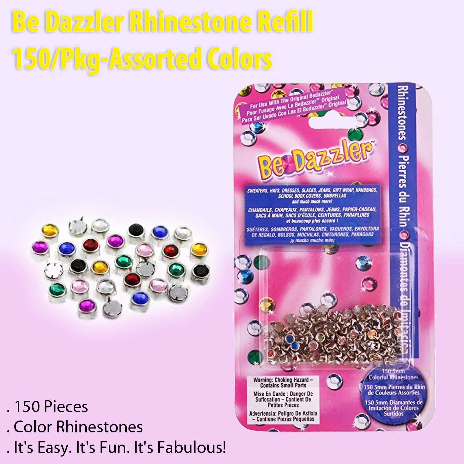 Bedazzler Assorted Rhinestones Refill Pack – 150 Pieces of Shimmering Variety