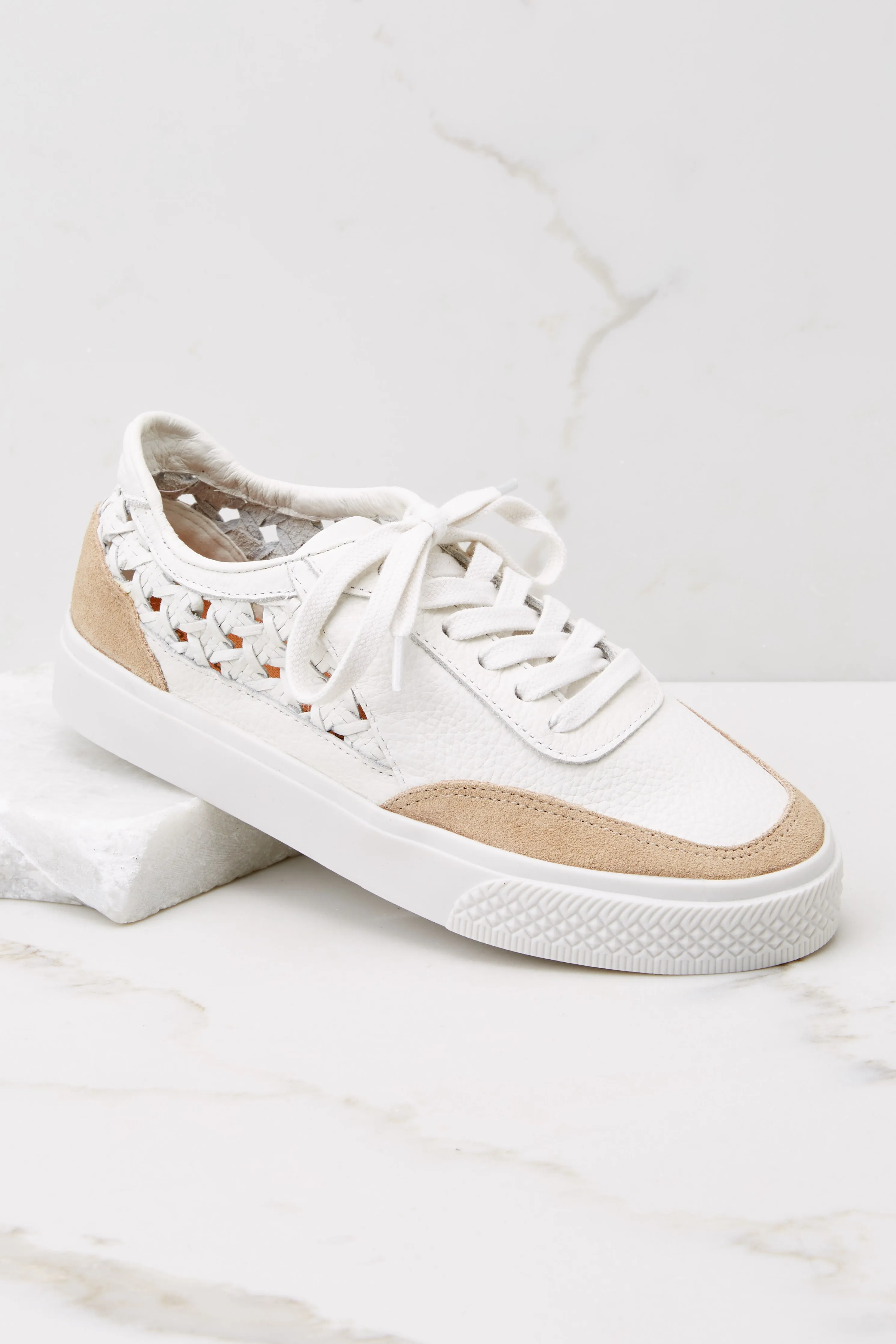 Belinda White Woven Leather Sneaker