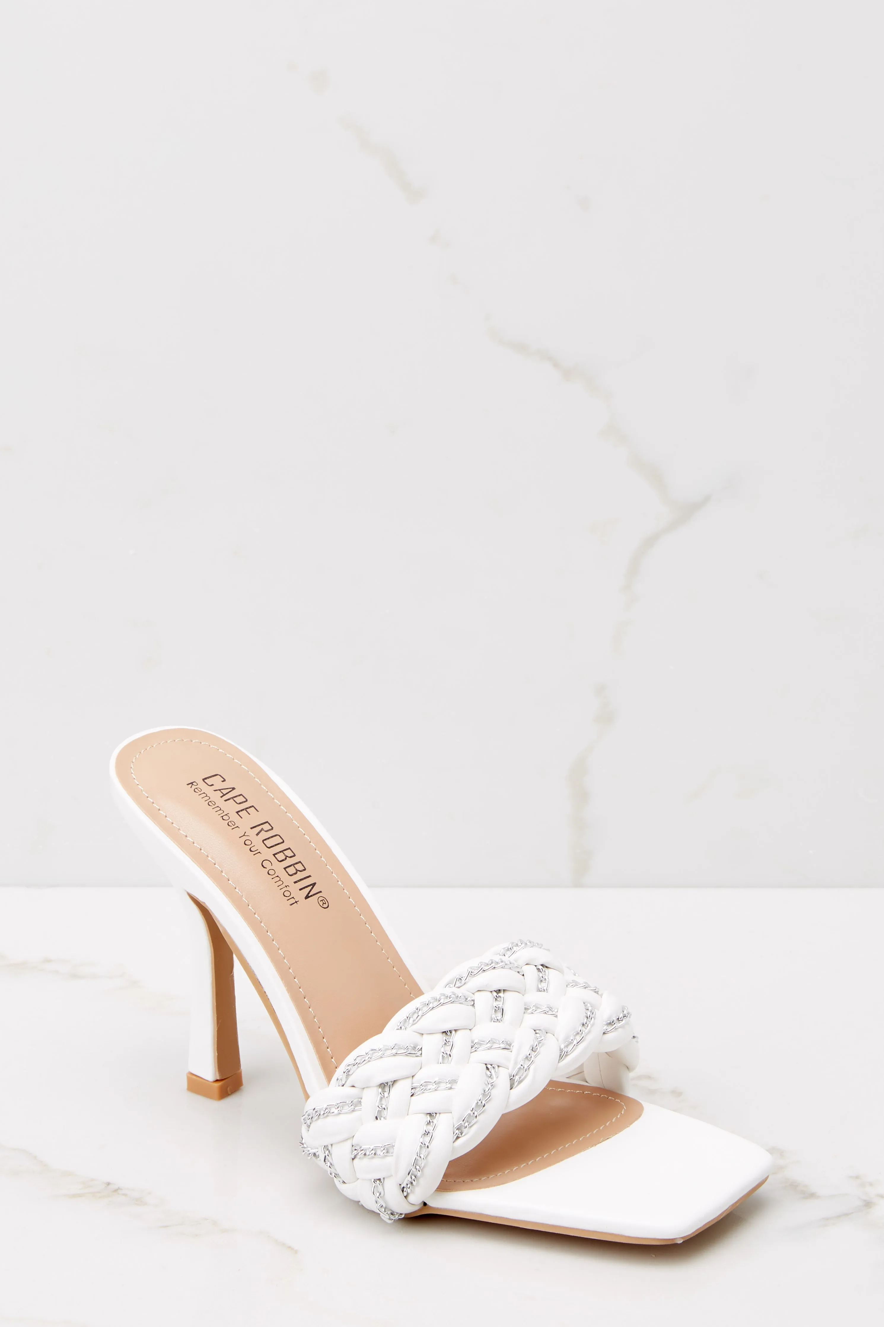 Beyond Belief White Braided Heels