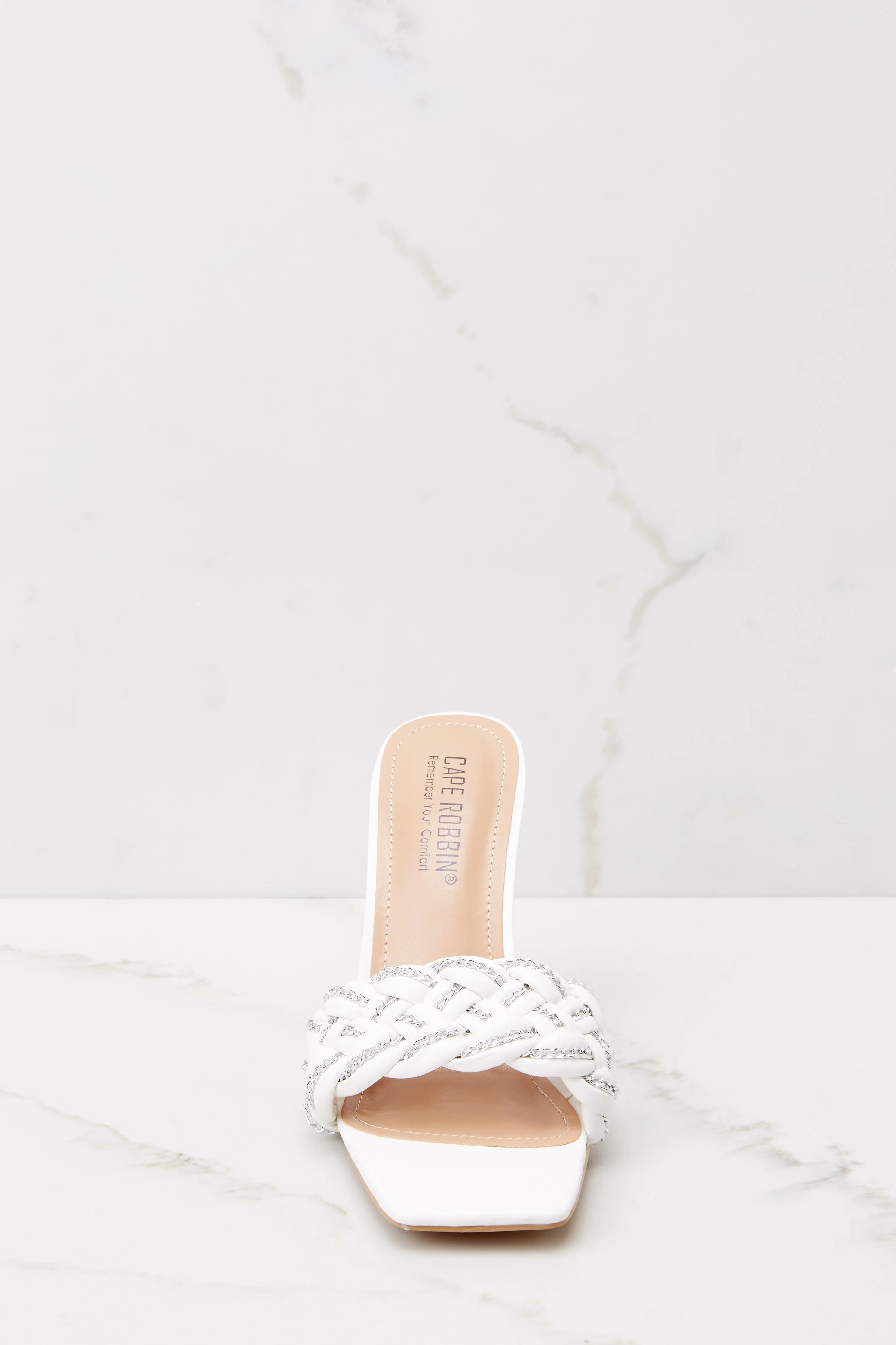 Beyond Belief White Braided Heels