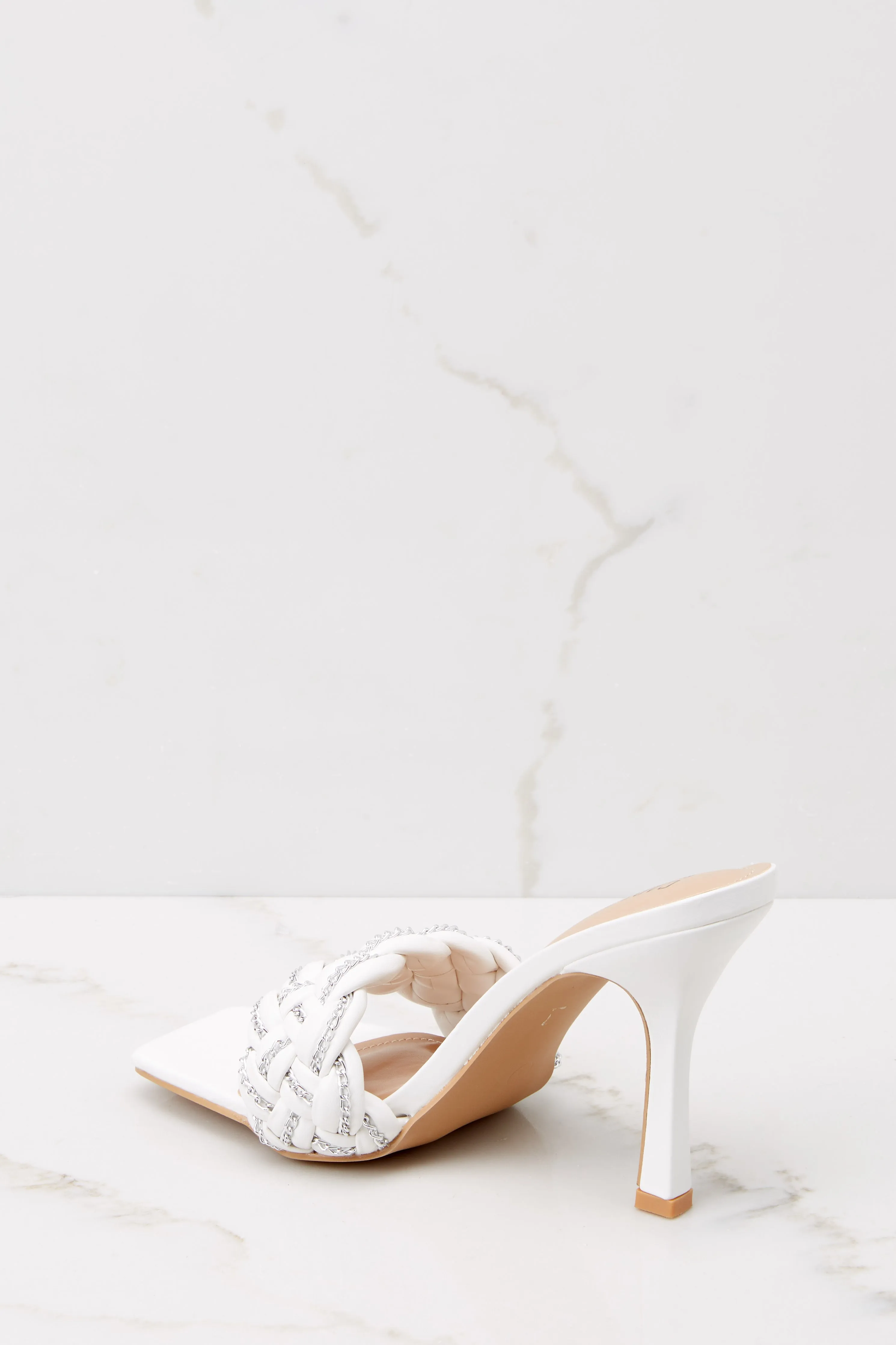 Beyond Belief White Braided Heels