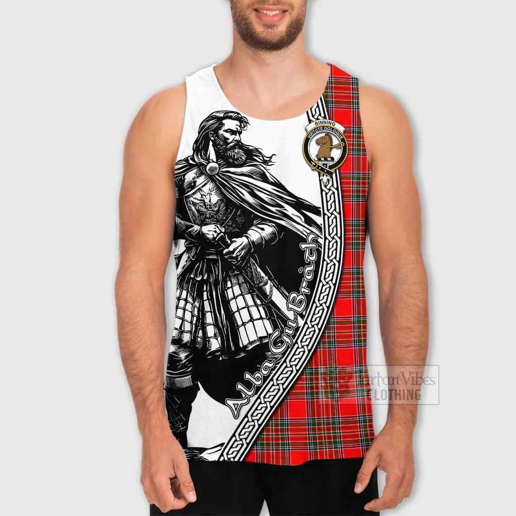 Binning Tartan Clan Crest Men's Tank Top with Highlander Warrior Celtic Style