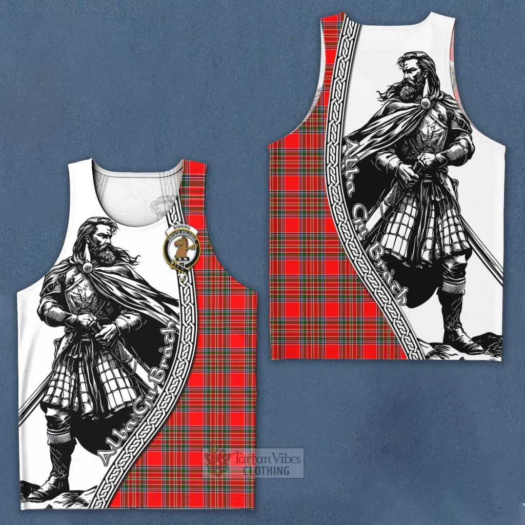 Binning Tartan Clan Crest Men's Tank Top with Highlander Warrior Celtic Style