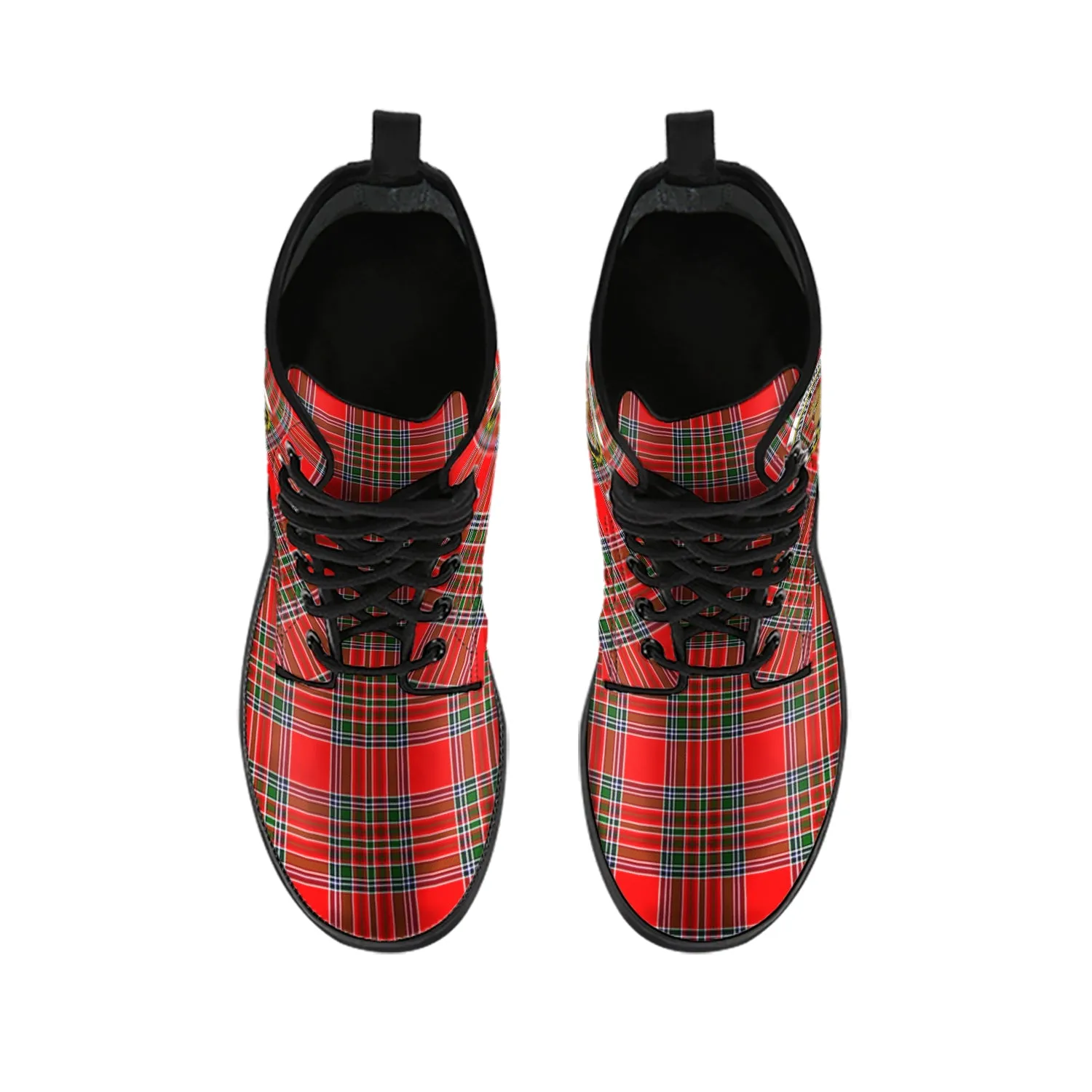 Binning Tartan Leather Boots with Family Crest