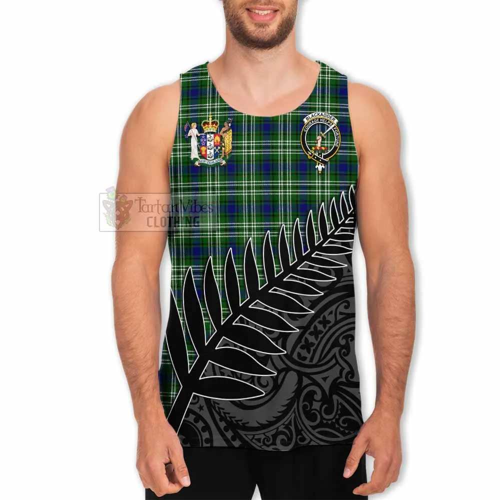 Blackadder Crest Tartan Men's Tank Top with New Zealand Silver Fern Half Style