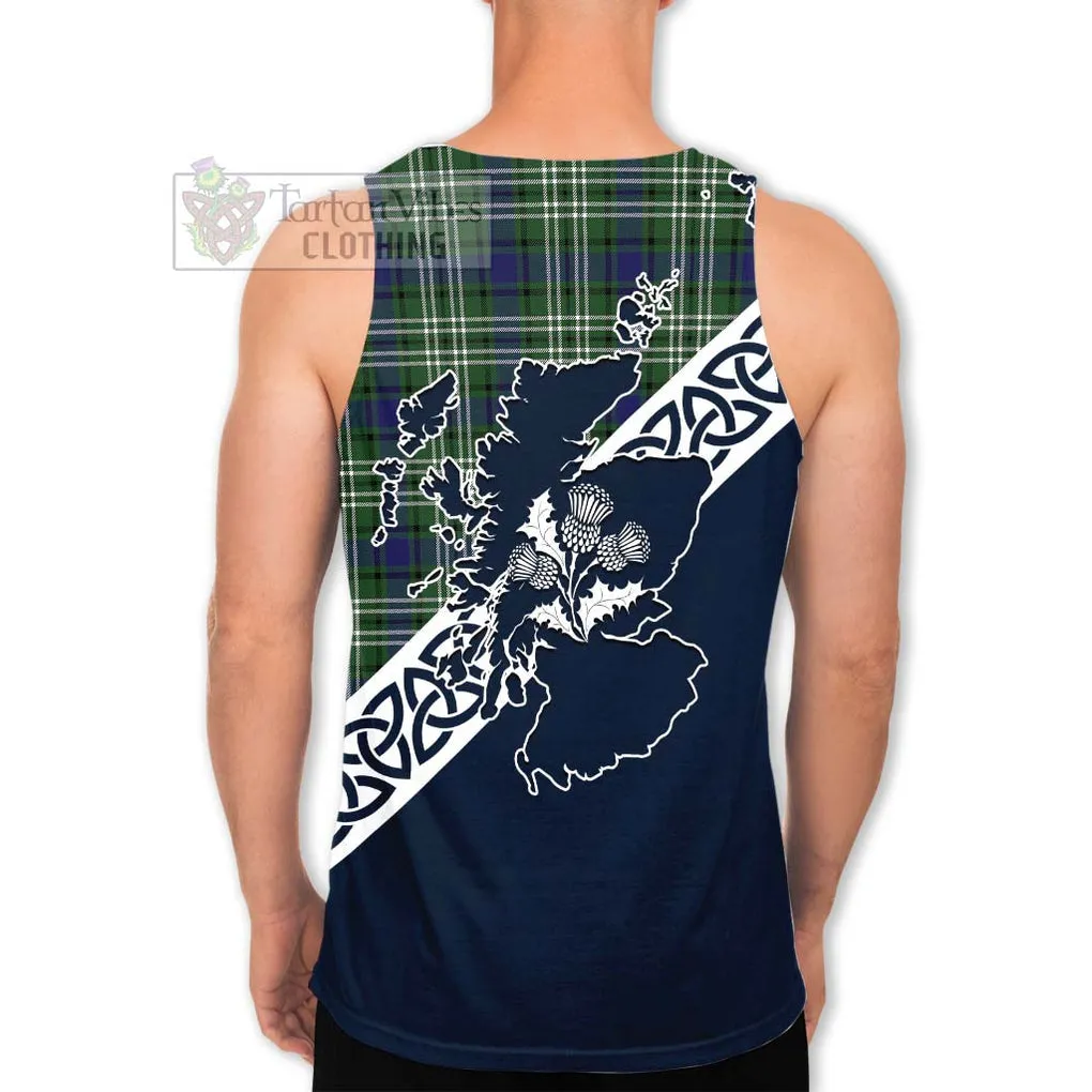 Blyth Tartan Men's Tank Top Featuring Thistle and Scotland Map