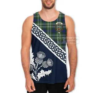 Blyth Tartan Men's Tank Top Featuring Thistle and Scotland Map