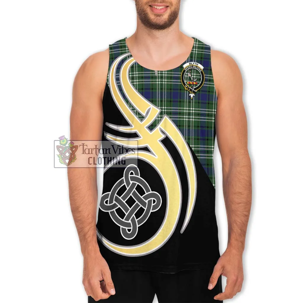 Blyth Tartan Men's Tank Top with Family Crest and Celtic Symbol Style