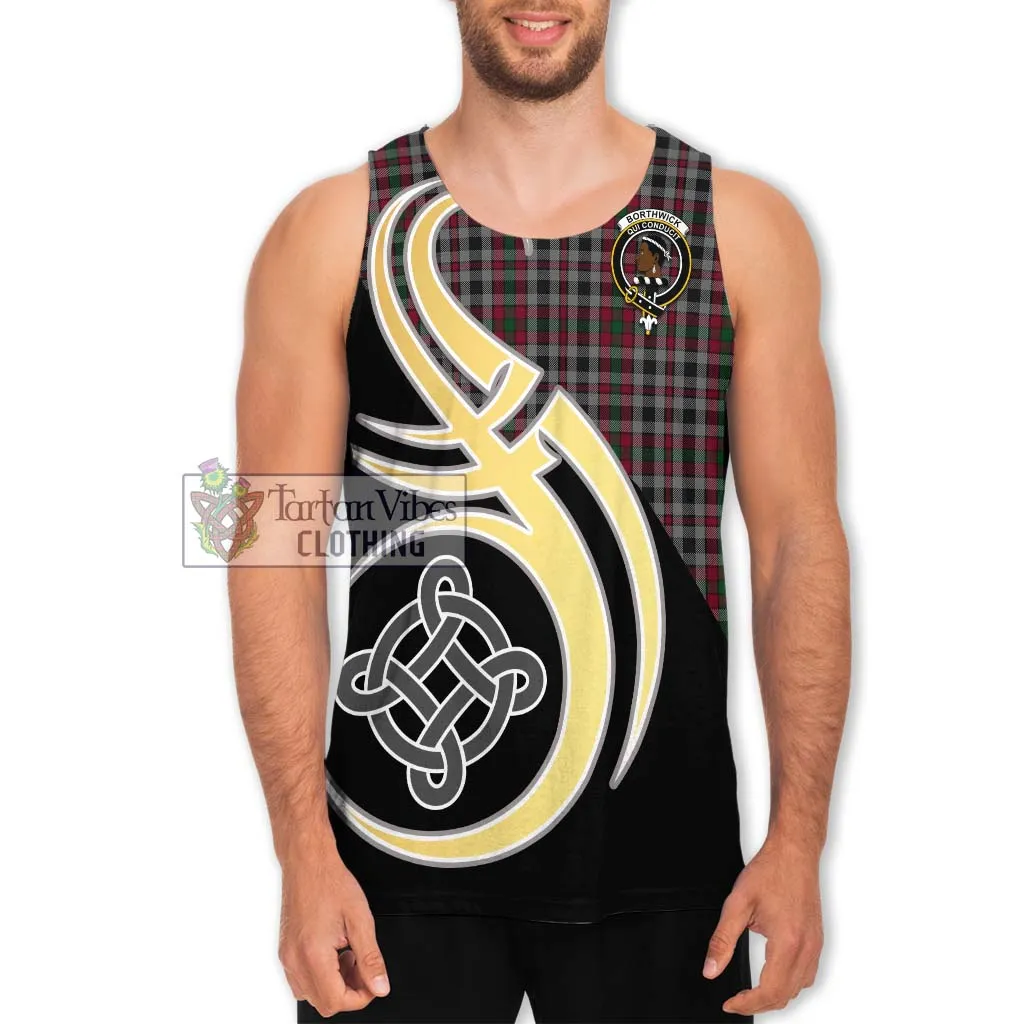 Borthwick Tartan Men's Tank Top with Family Crest and Celtic Symbol Style