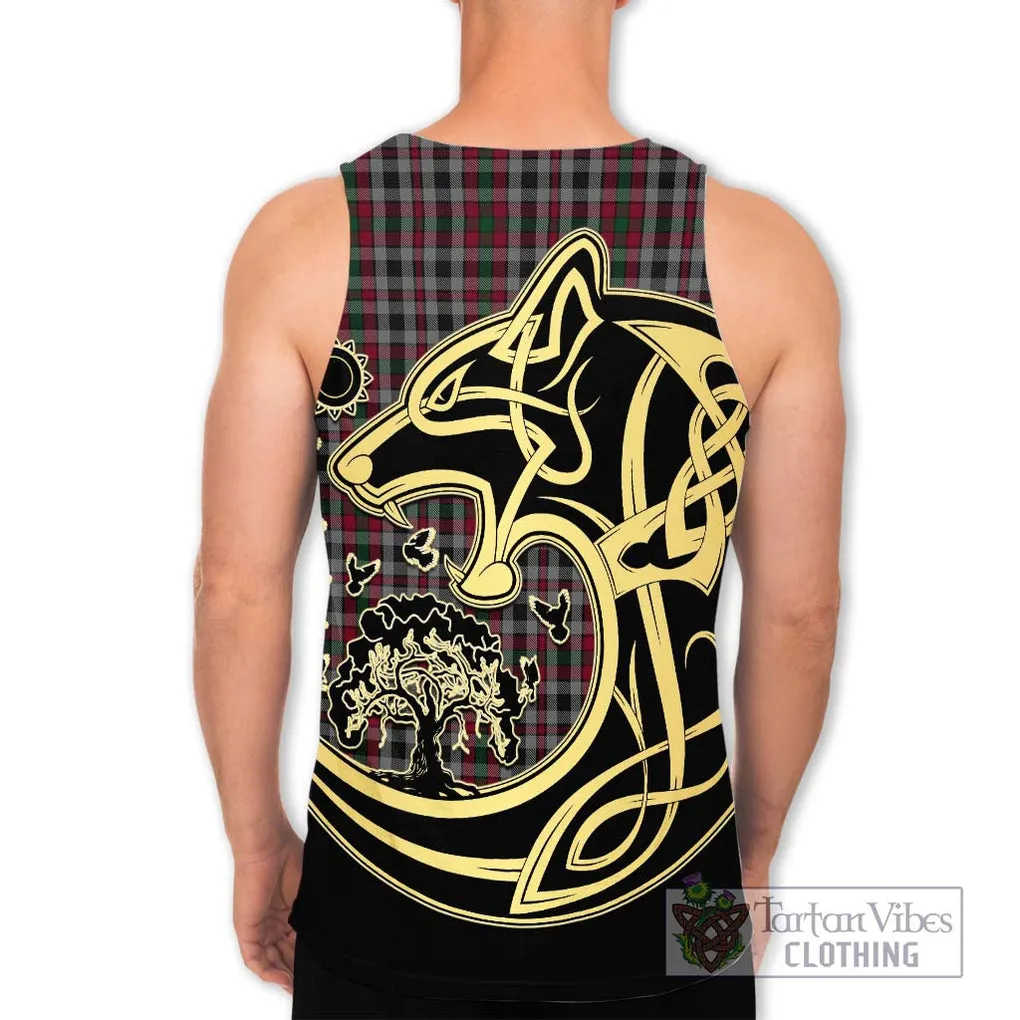 Borthwick Tartan Men's Tank Top with Family Crest Celtic Wolf Style