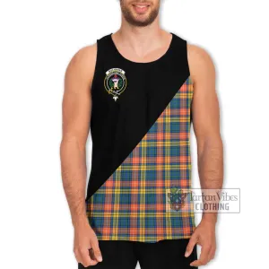 Buchanan Ancient Tartan Men's Tank Top with Family Crest and Military Logo Style