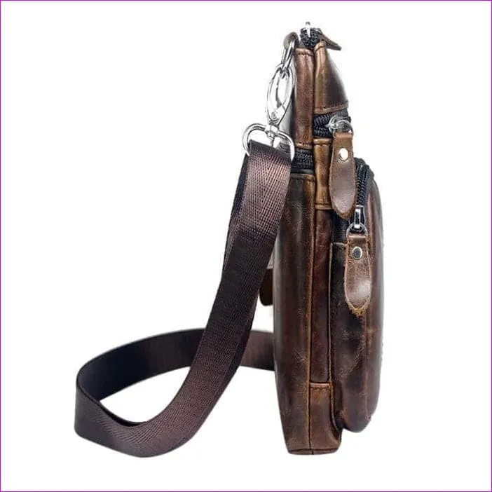 BULLCAPTAIN Vintage Leather Shoulder Bag for Men