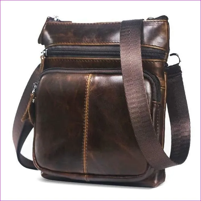 BULLCAPTAIN Vintage Leather Shoulder Bag for Men