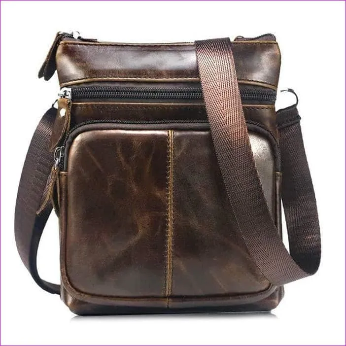 BULLCAPTAIN Vintage Leather Shoulder Bag for Men