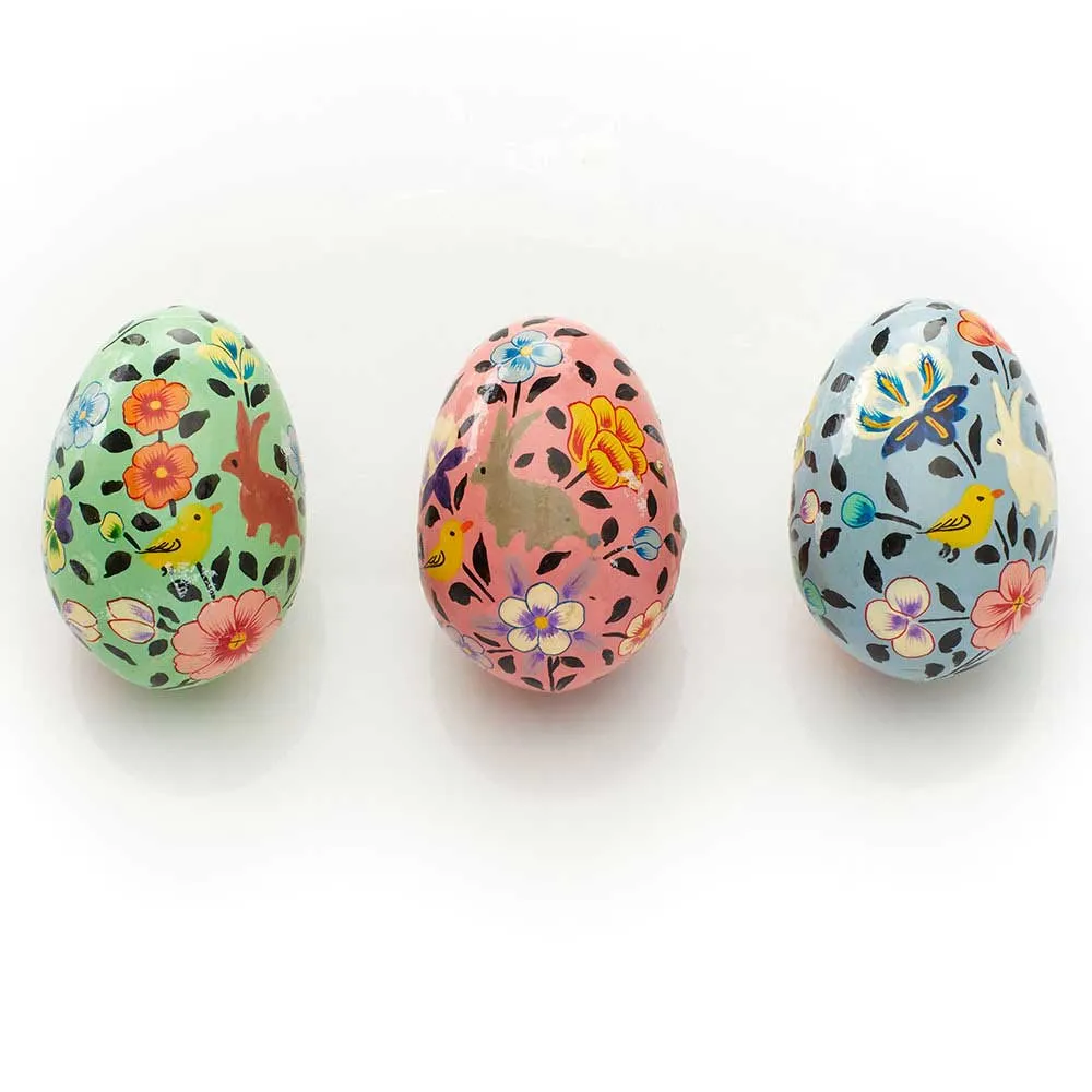 Bunnies & Birds Hand Painted Eggs - Set of  3