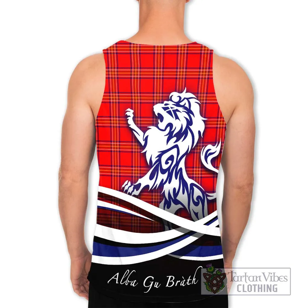 Burnett Modern Tartan Men's Tank Top with Alba Gu Brath Regal Lion Emblem