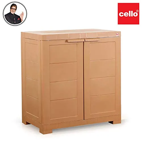 Cello Novelty Compact Plastic Cupboard with Shelf(Brown), Standard (CB_NC_wood)