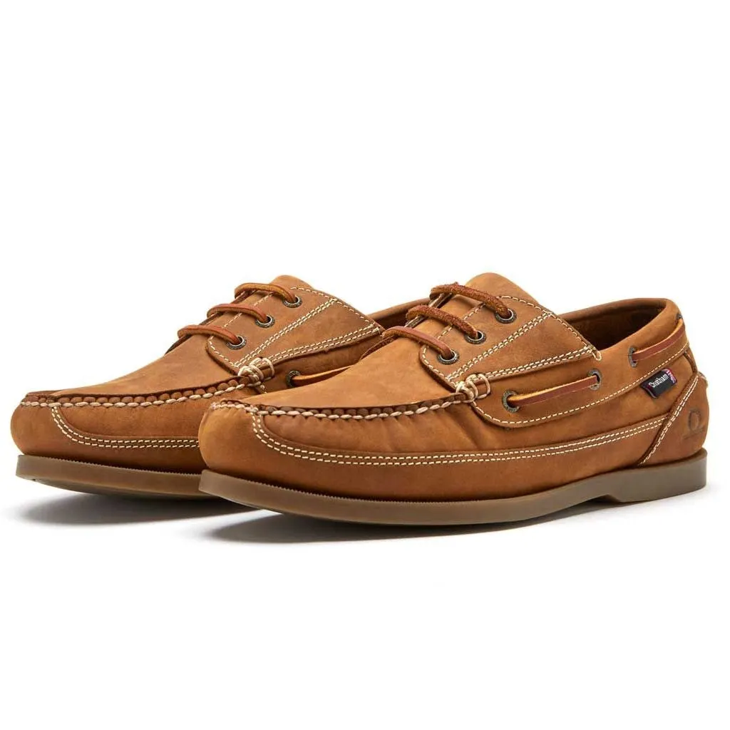 CHATHAM Mens Rockwell G2 Wide Fit Leather Boat Shoes - Walnut