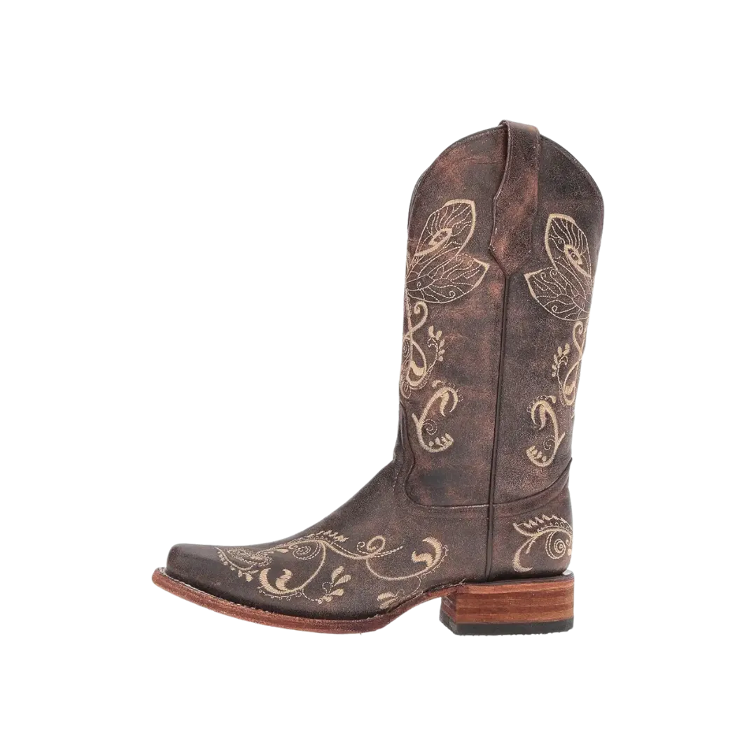 Corral Women's Dragonfly Embroidered Distressed Brown Boots