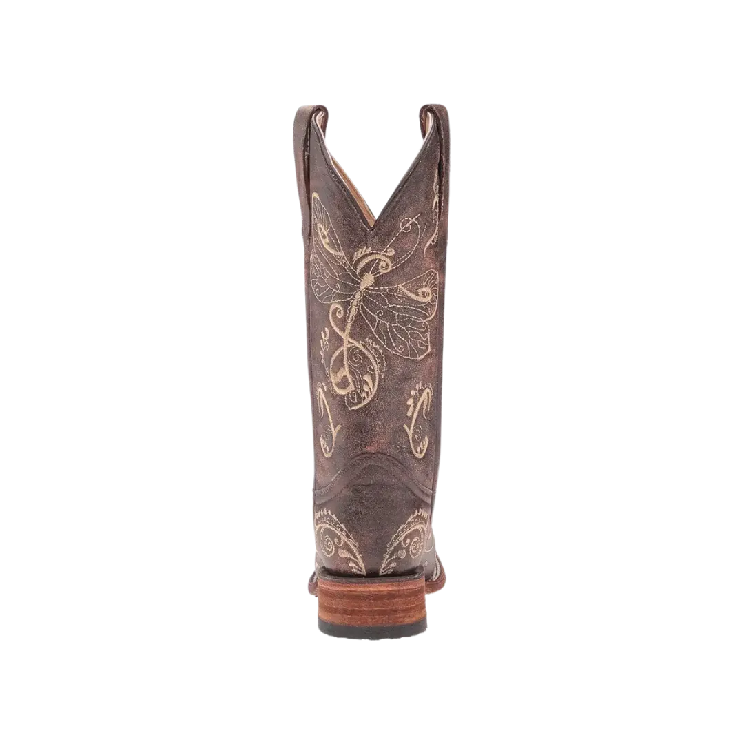 Corral Women's Dragonfly Embroidered Distressed Brown Boots