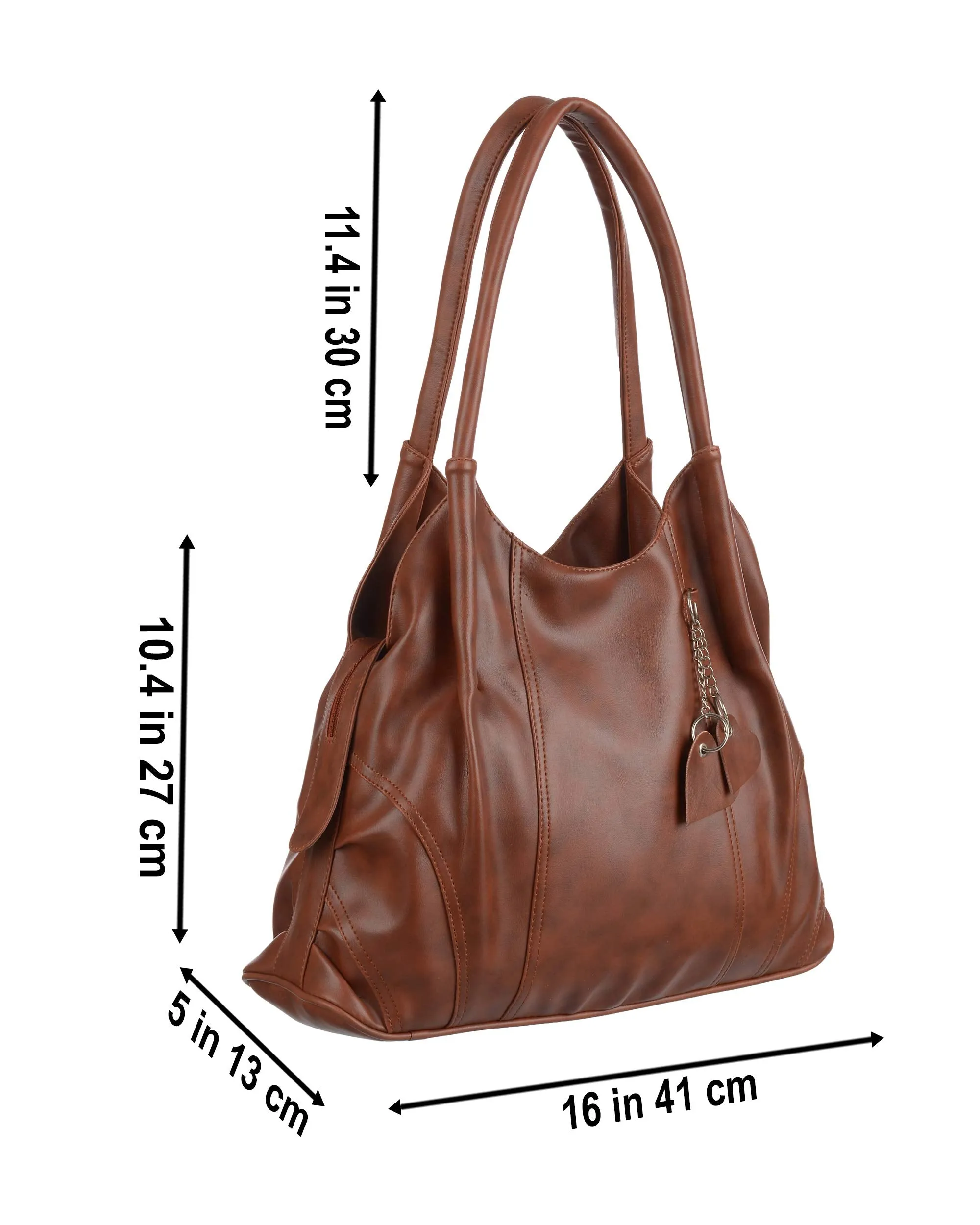 creeper Women's PU Leather Large Capacity Shoulder Hobo Handbag with Top Handle & Multi-Pockets (Brown_CR-001)