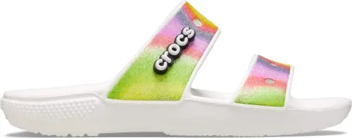 crocs Unisex Adult Classic Spray Dye Sandal WHI/MLTI White Slipper (208055-94S)