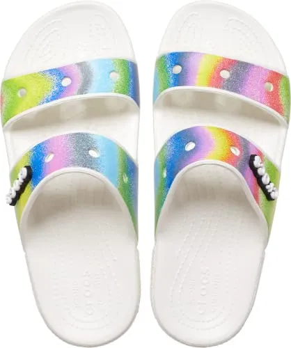 crocs Unisex Adult Classic Spray Dye Sandal WHI/MLTI White Slipper (208055-94S)