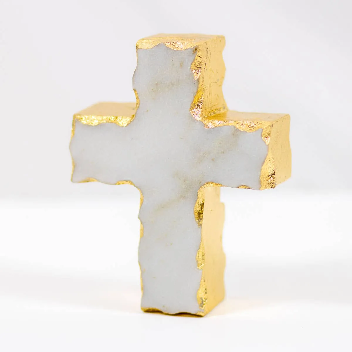 Cross Marble Decor   White/Gold Cross