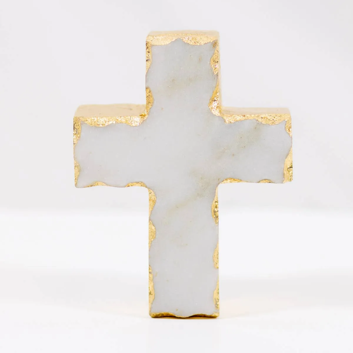 Cross Marble Decor   White/Gold Cross