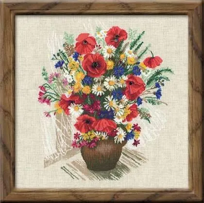 Cross Stitch Kit Summer Flowers & Poppies  45 X 45 cm