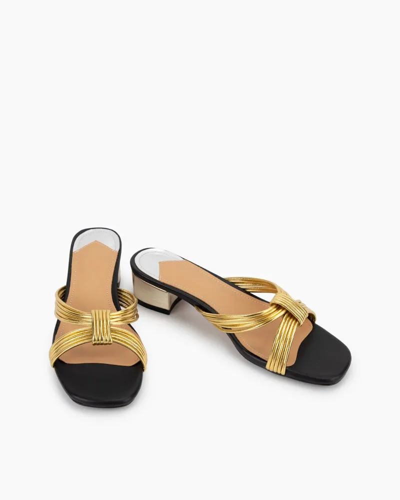 Cross Strap Low Heeled Sandals