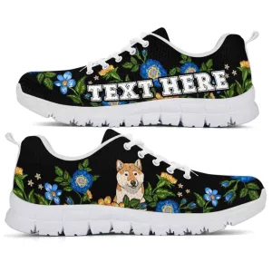 Custom Name Shiba Inu Sneaker, Shiba Inu Colorful Floral Flower Dog Lovers Sneakers Gym Running Shoes, Best Running Shoes