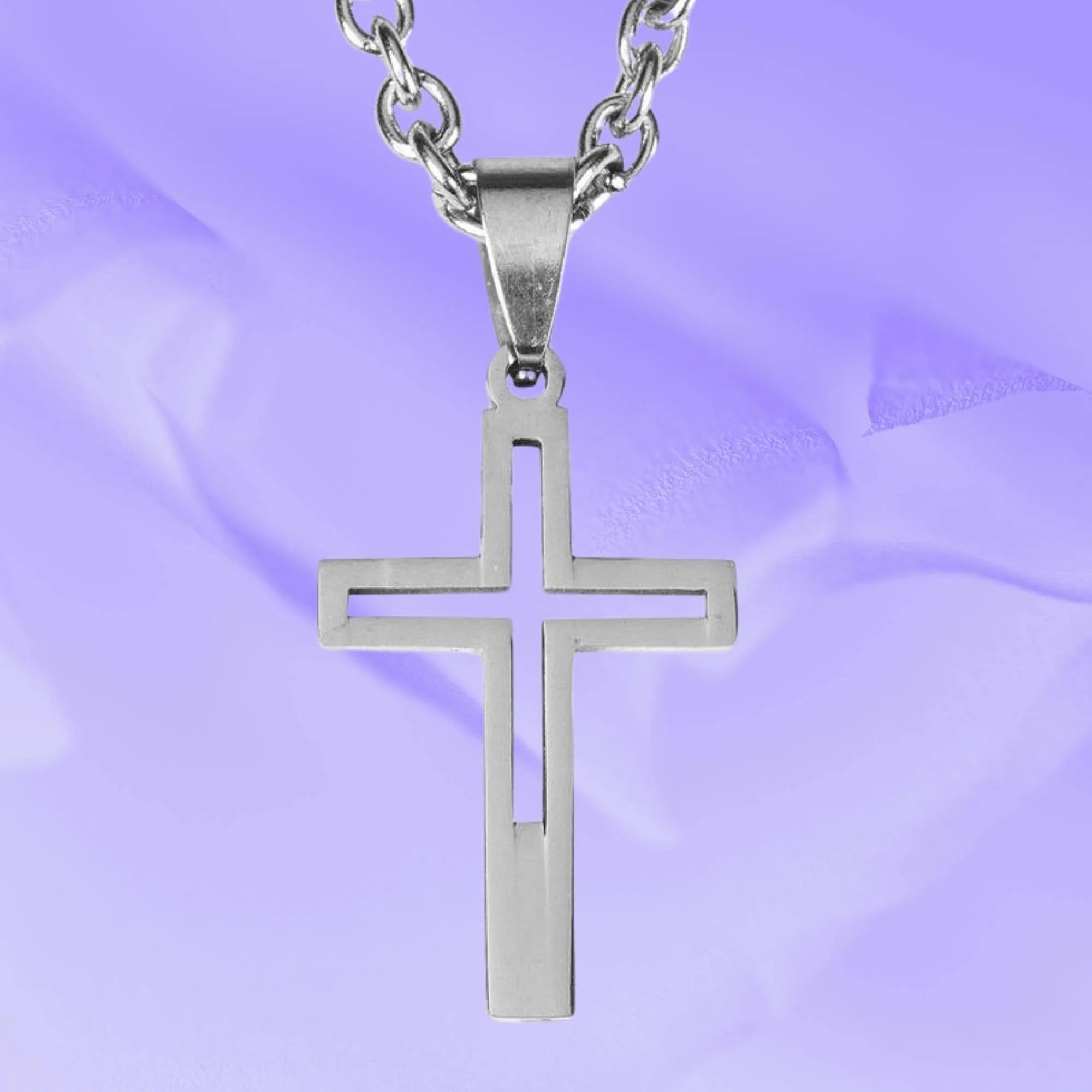 Cutout Box St Steel Cross Pendant