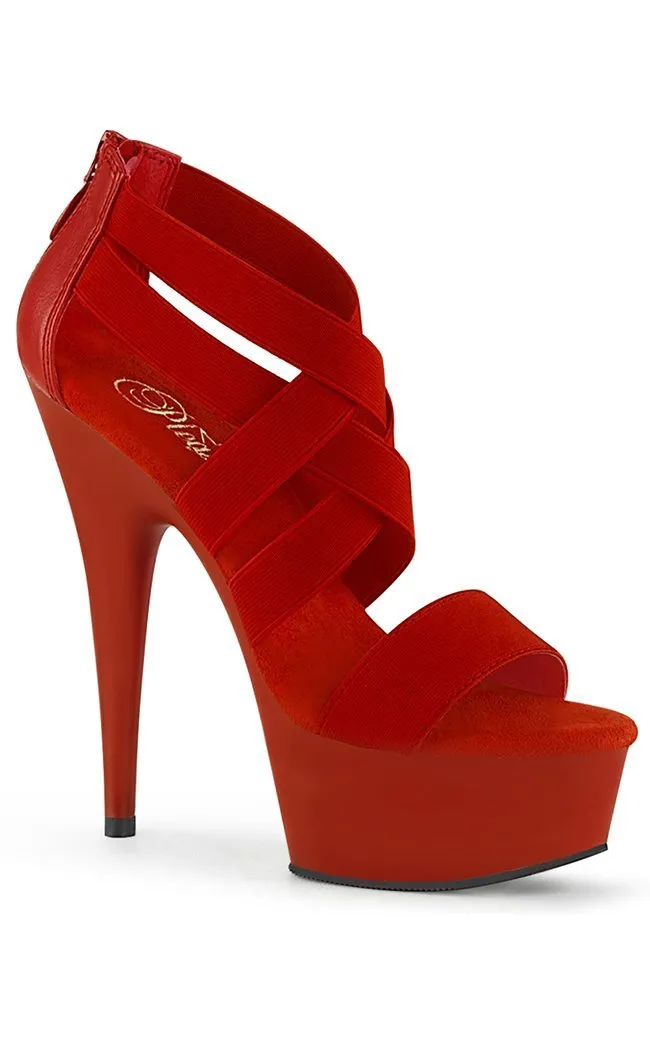 DELIGHT-669 Red Strappy Platform Heels